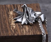 Кулон Геральта медальйон 3D Відьмак (The Witcher) з нержавіючої сталі + деревяний бокс